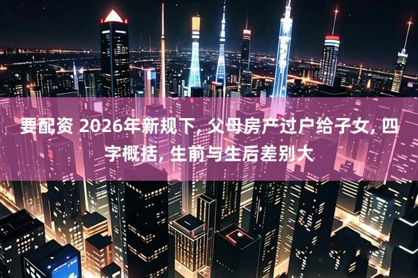 要配资 2026年新规下, 父母房产过户给子女, 四字概括, 生前与生后差别大